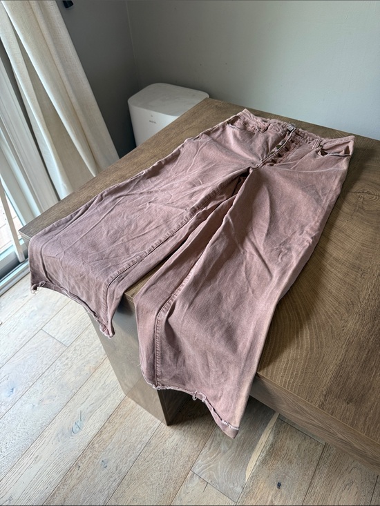 easel Denim - easel Button-Fly Wide Leg Pants in Mauve Pink